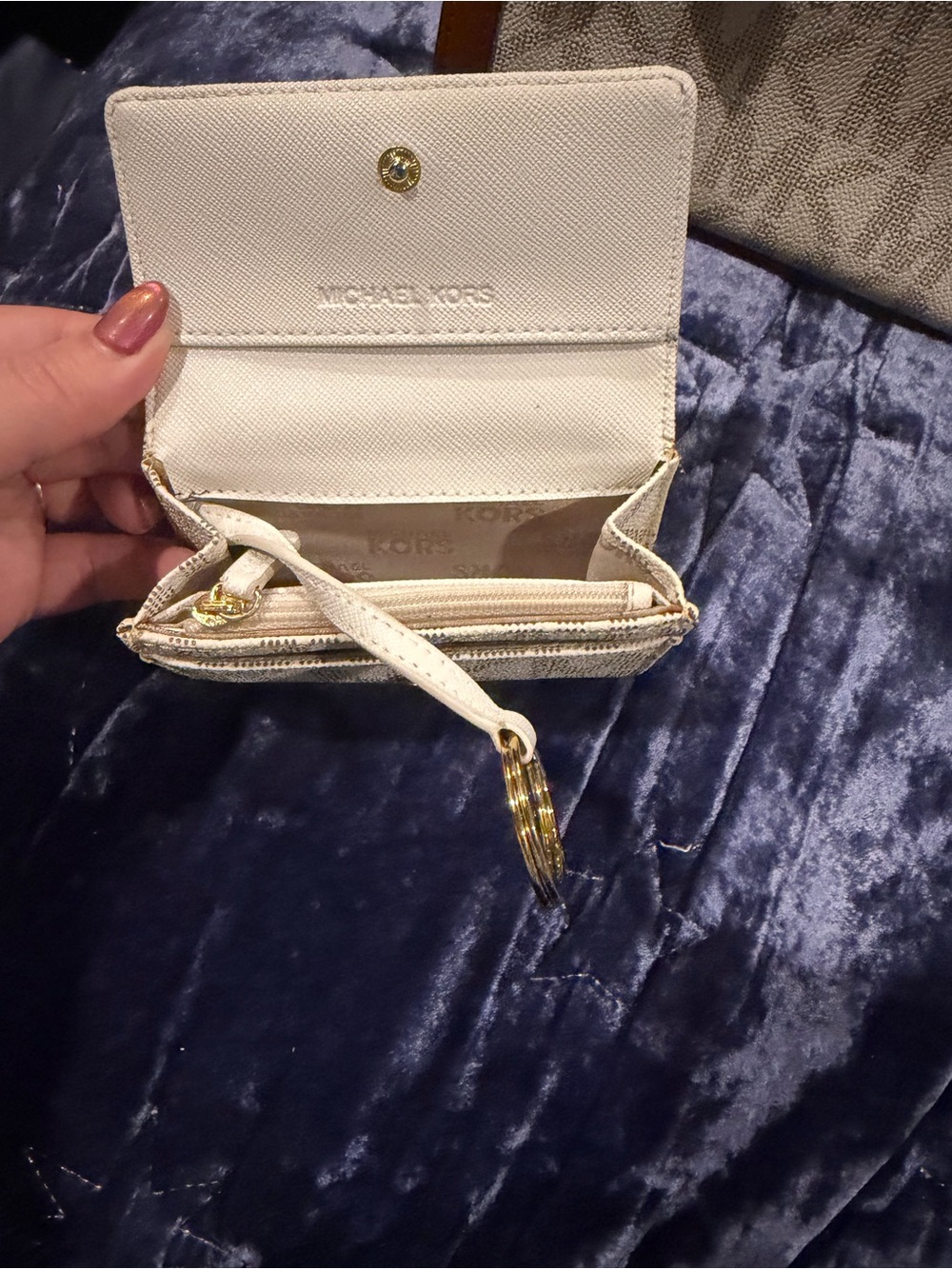 Michael Kors Beige Logo Continental Wallet with Gold Plaque Accent - Picture 3 of 3